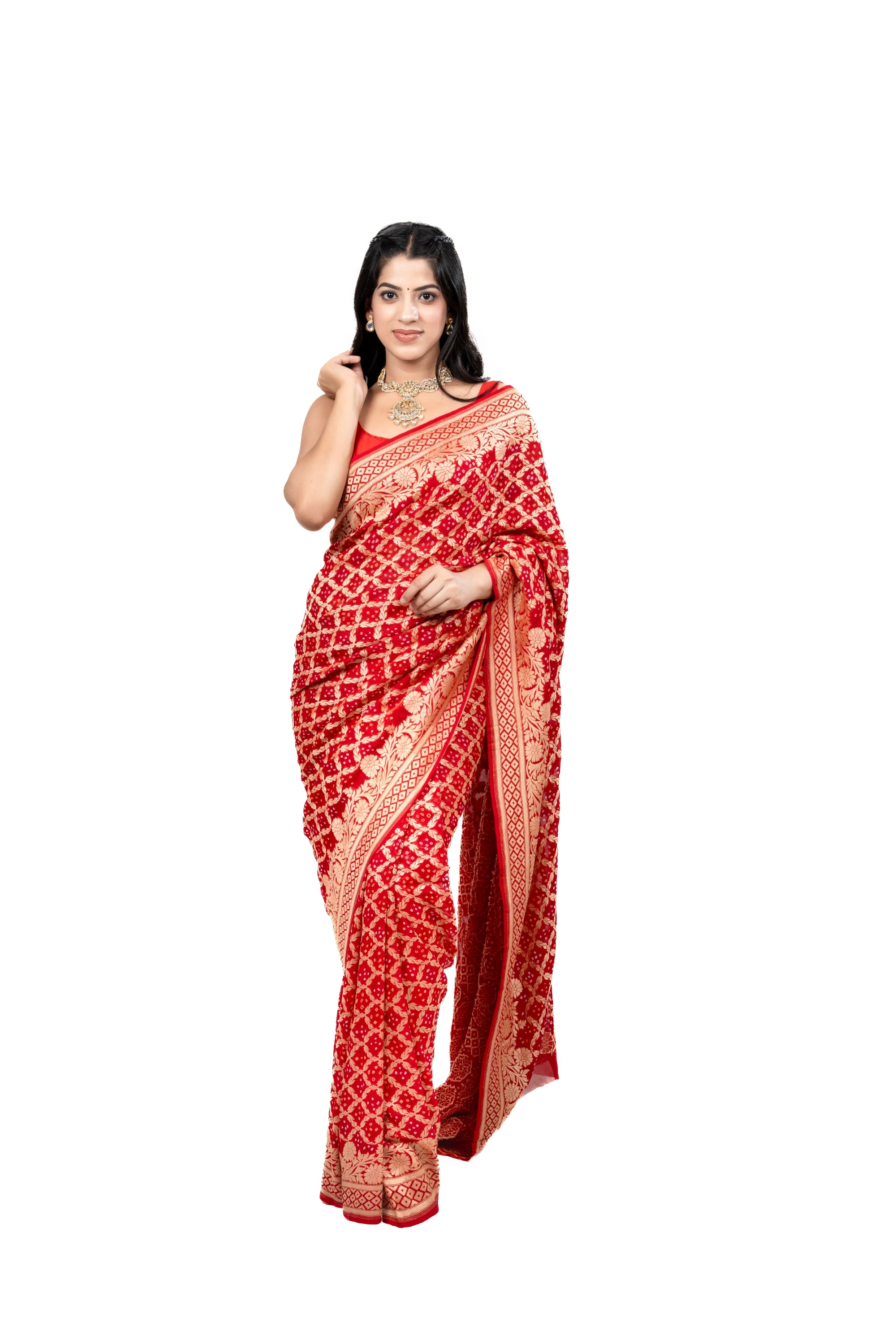 Red Khaddi Georgette