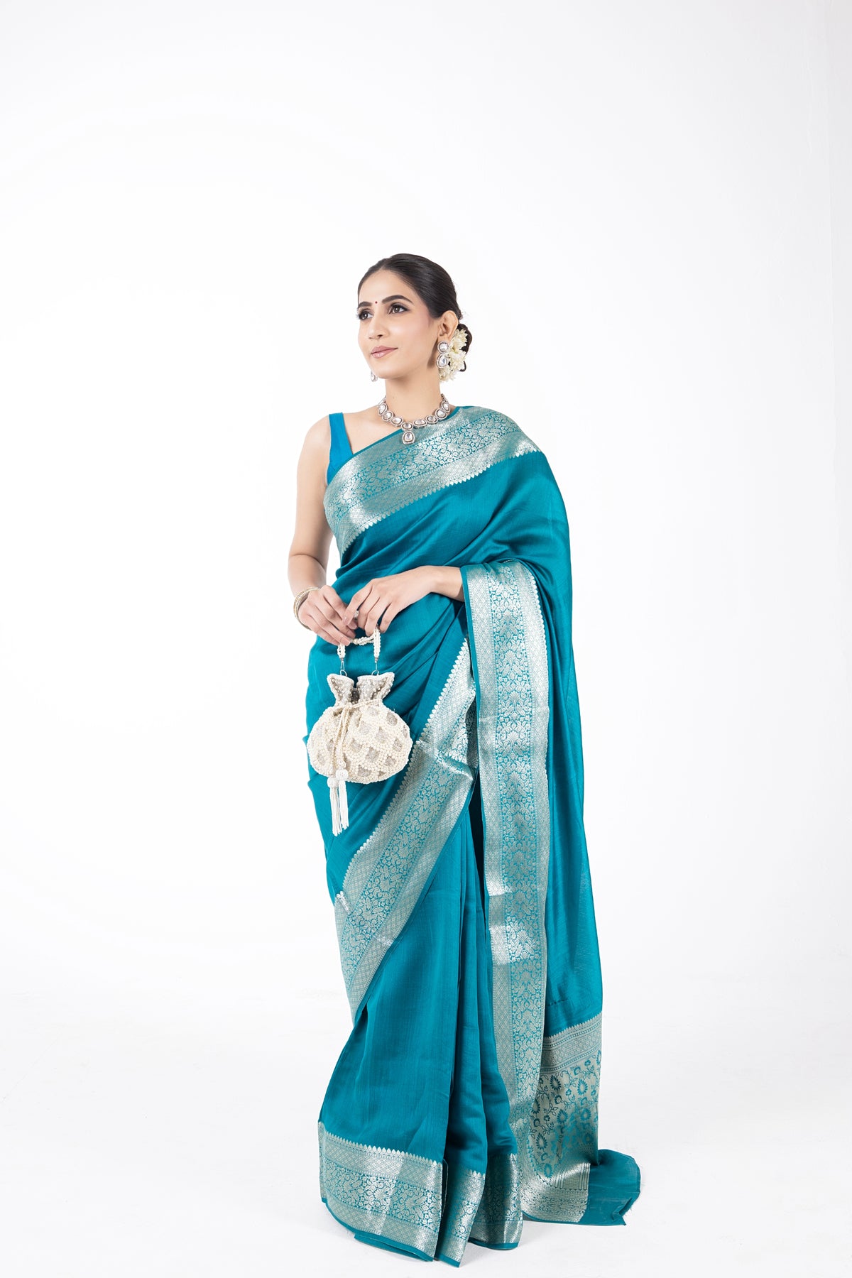 Pure Moonga Silk Saree in blue colour