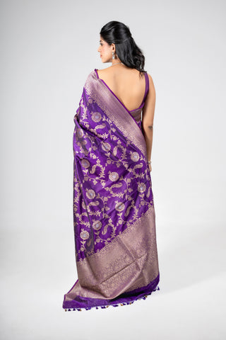 Sona Roopa Kadwa Jaal Pure Banarasi  Katan Silk handloom purple colour Saree