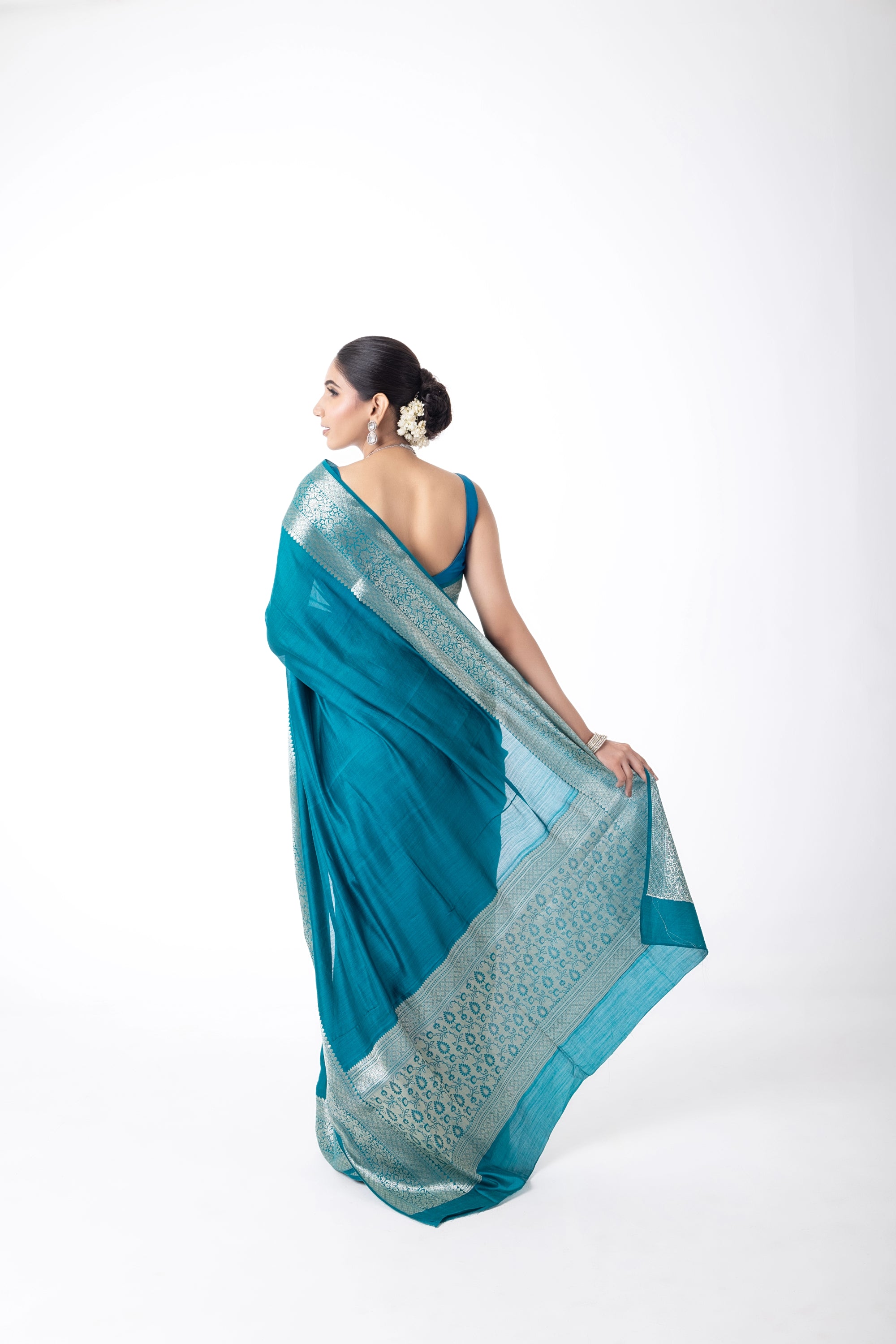 Pure Moonga Silk Saree in blue colour