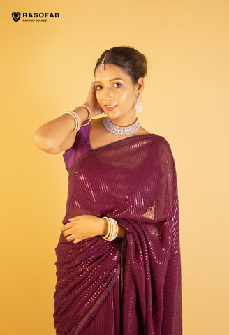 Purple Designer Sequence Saree