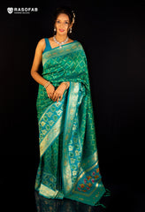 Green Patola Semi silk saree with Cutdana  and mirror work