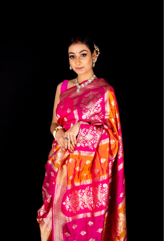 Magenta Pure Kataan Silk Rangkaat Tilphi