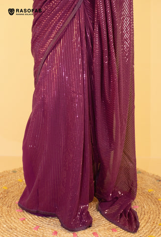 Purple Designer Sequence Saree