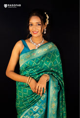 Green Patola Semi silk saree with Cutdana  and mirror work