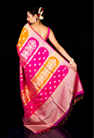 Magenta Pure Kataan Silk Rangkaat Tilphi