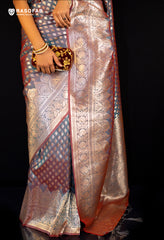 Dhoop Chaon (dual shade) Grey with Red Semi Silk Saree
