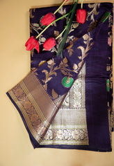 Purple Pure Silk Banarasi Saree