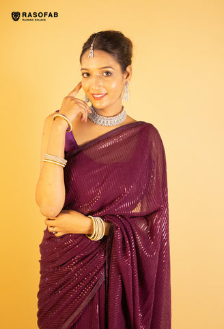 Purple Designer Sequence Saree