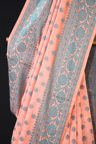 Pink Semi Silk Saree With Unstitched Blouse