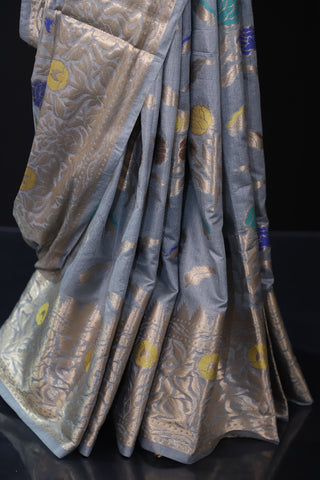 Gray Semi Silk Saree