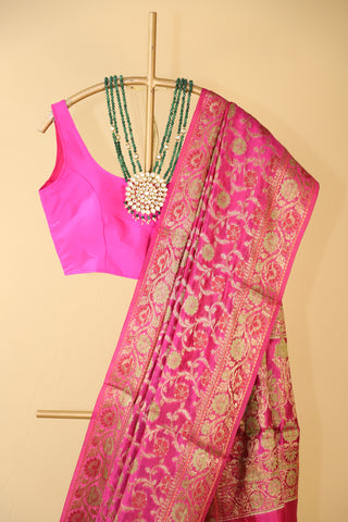 Magenta Pure Silk Saree