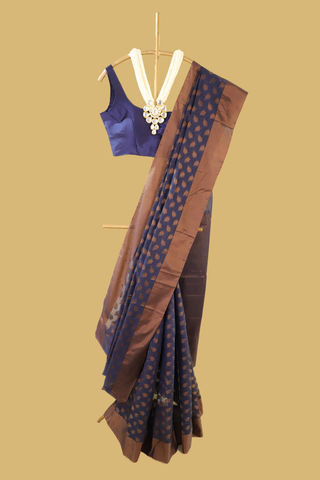 Chanderi Silk Royal Blue Banarasi Saree