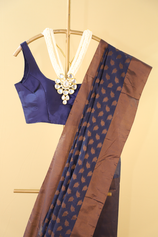 Chanderi Silk Royal Blue Banarasi Saree