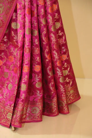 Magenta Pure Silk Saree