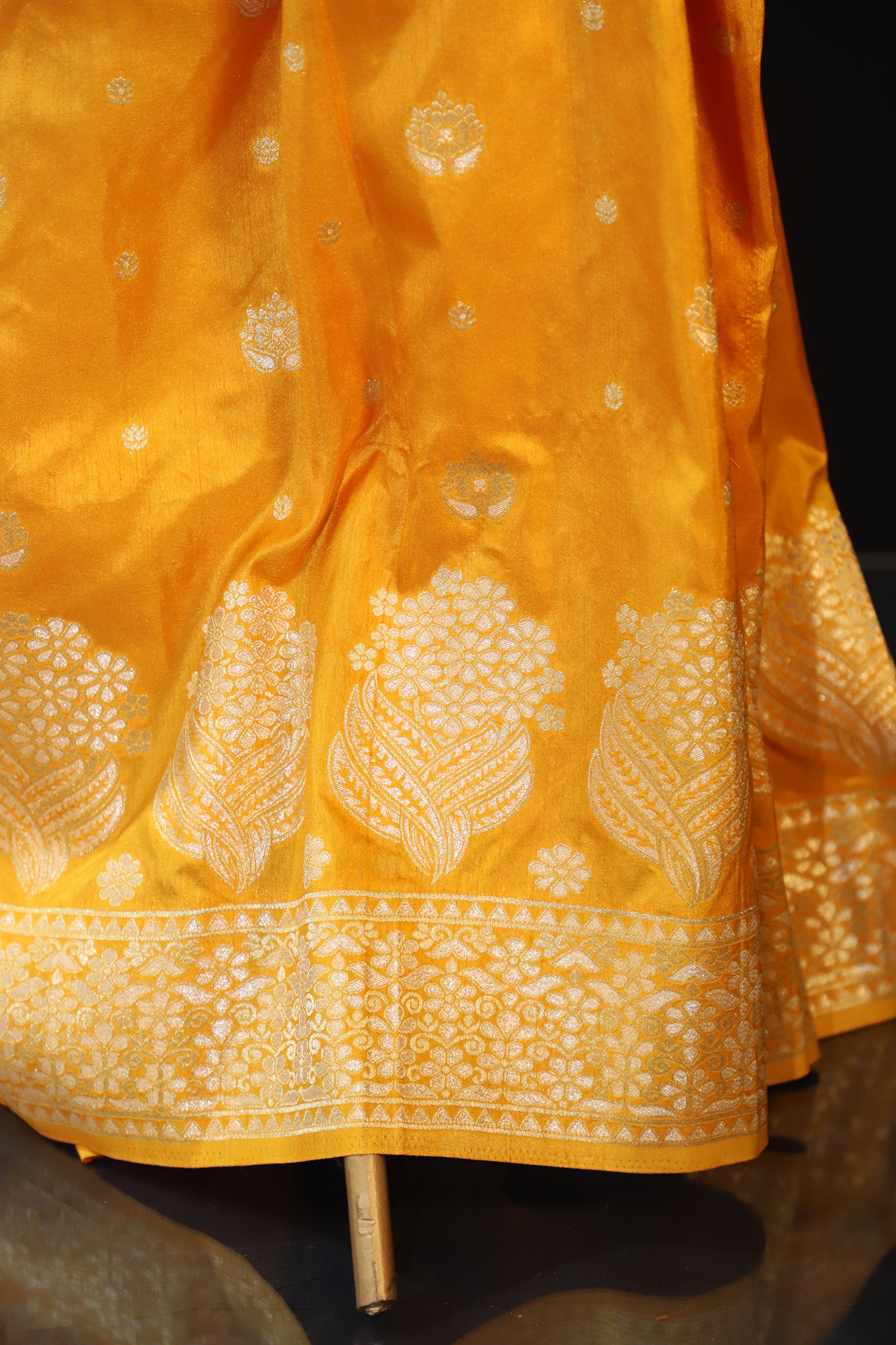 Yellow Semi Banarasi Soft Silk Saree