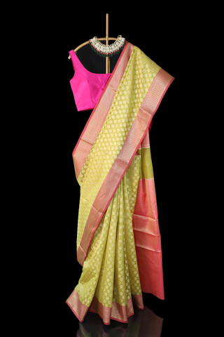 Green Chanderi Cotton Banarasi Saree