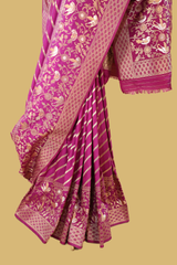Magenta Semi Banarasi Soft Silk Saree
