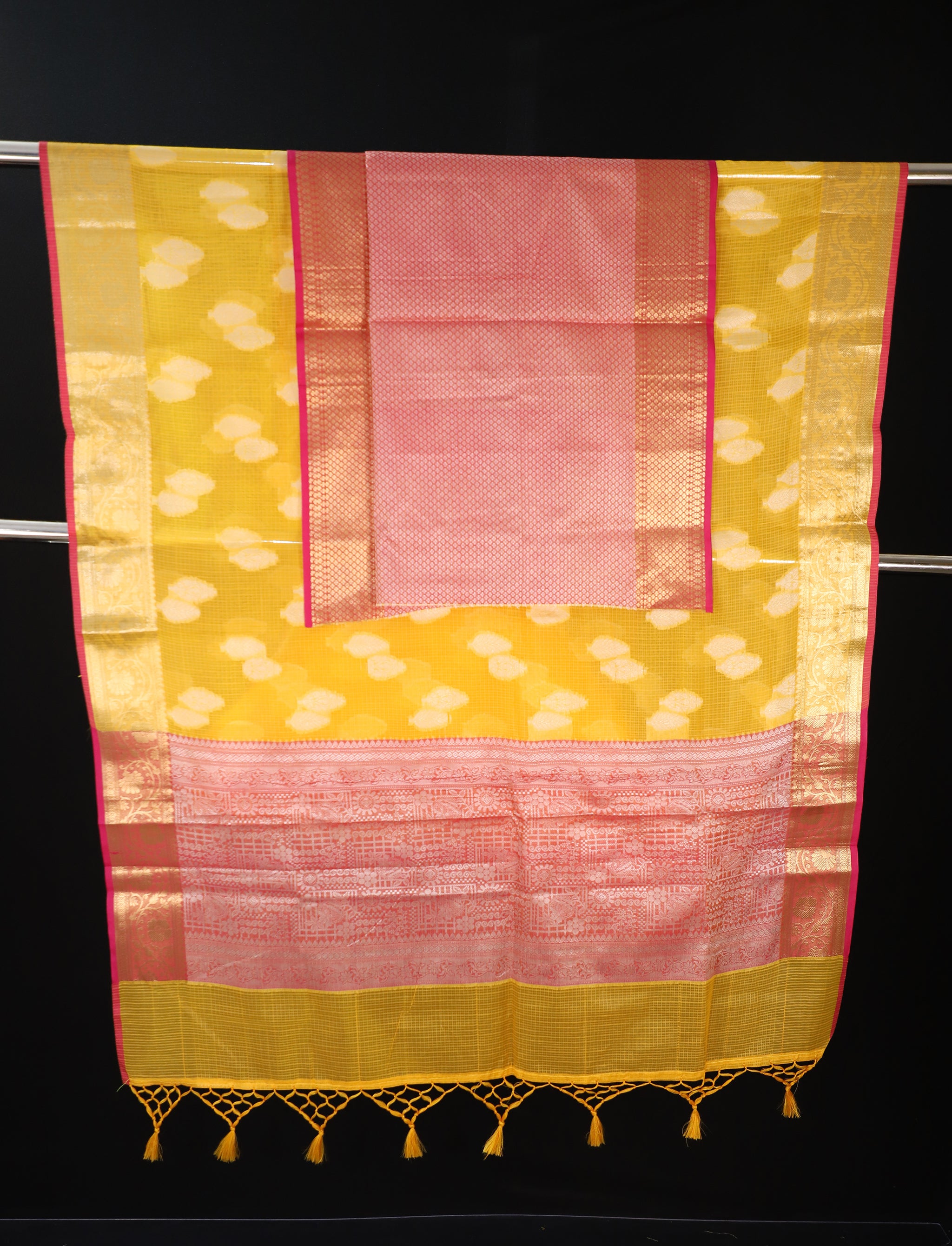 Yellow Chanderi Banarasi Saree