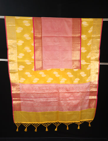 Yellow Chanderi Banarasi Saree