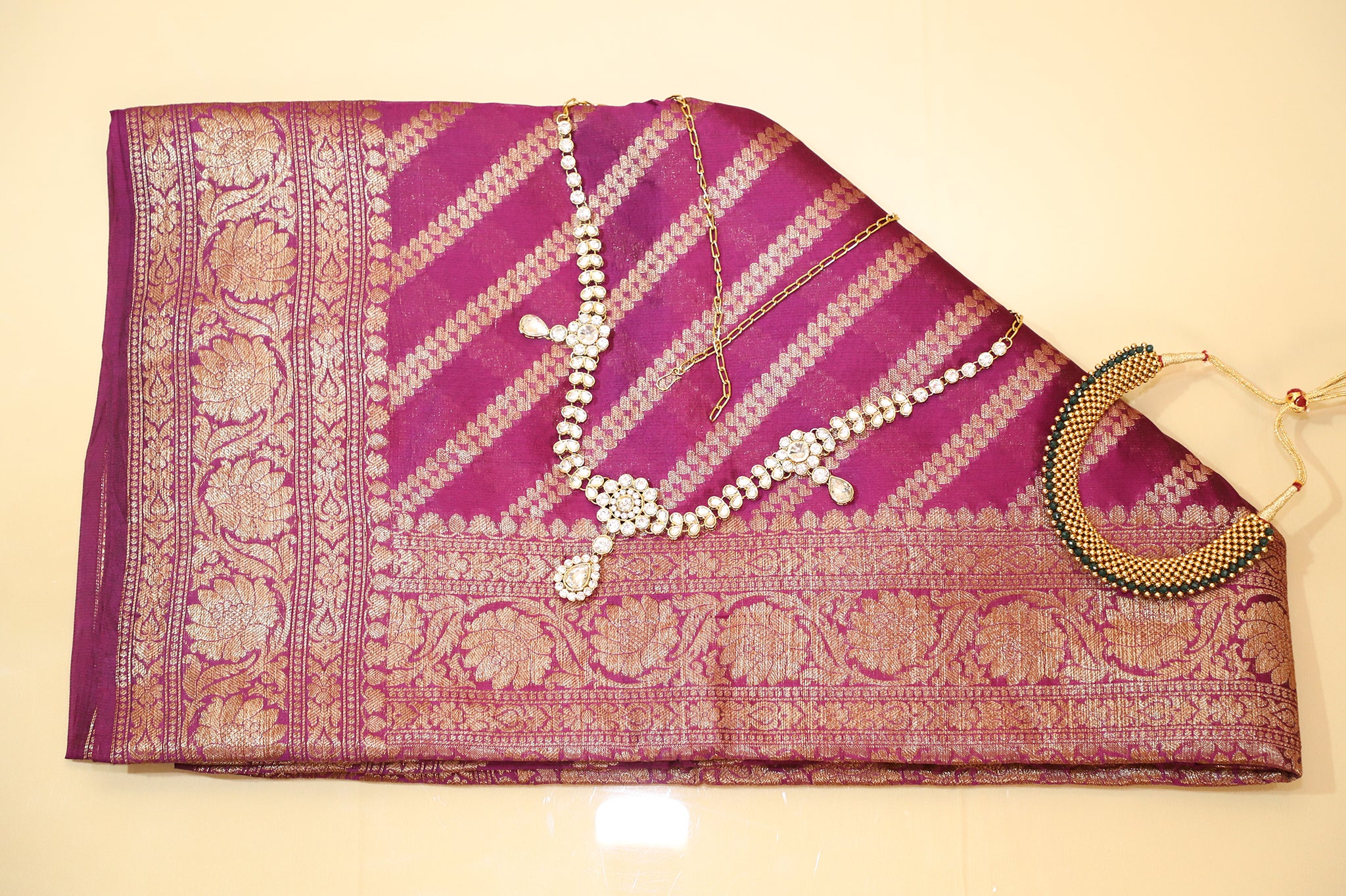 Purple Leheriya Pure Silk Saree