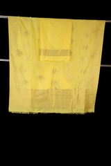 Yellow Silk Banaras Zari Saree with Unstitched Blouse