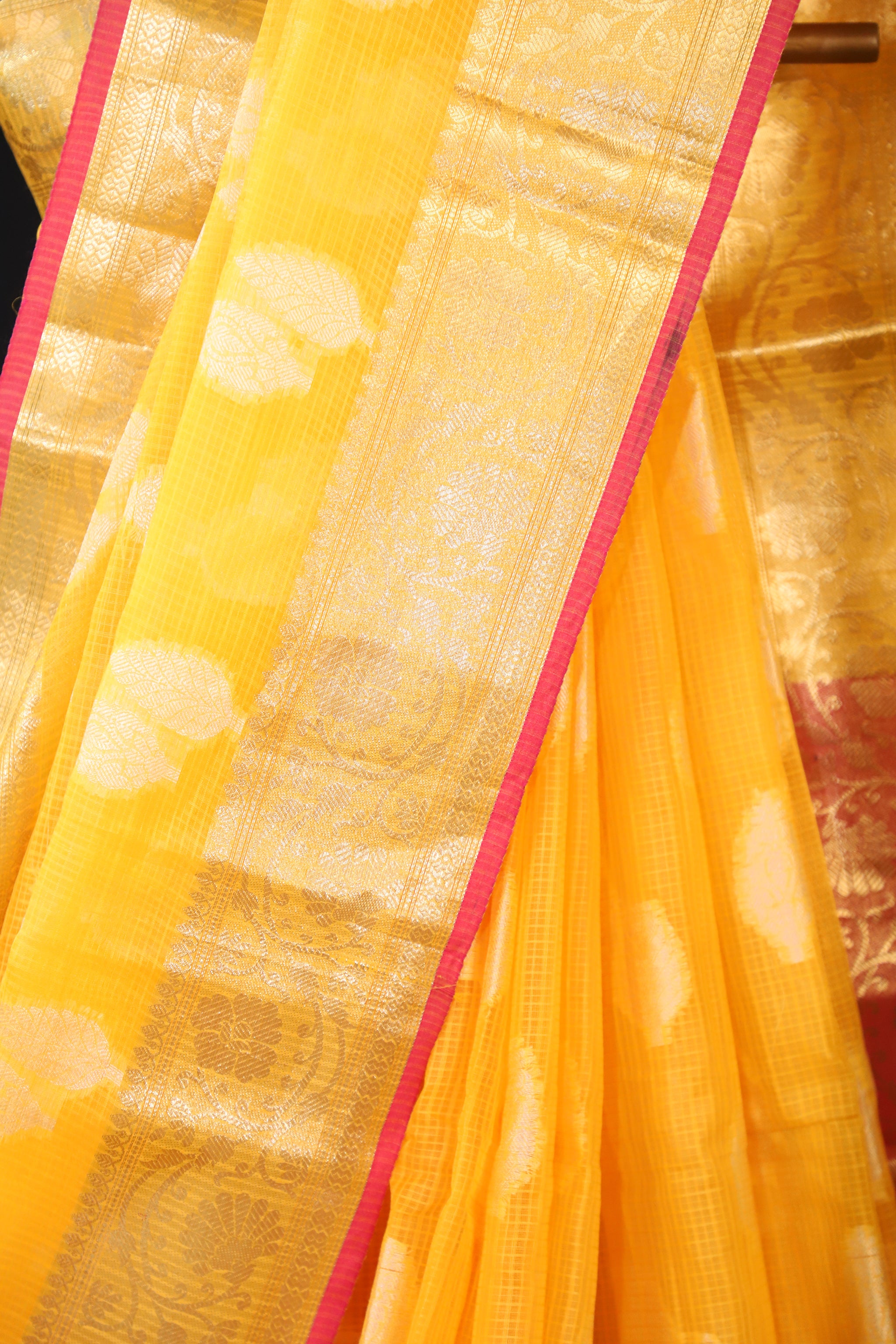 Yellow Chanderi Banarasi Saree