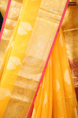 Yellow Chanderi Banarasi Saree