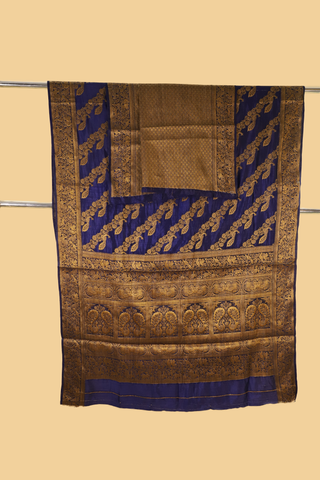 Blue Semi Banarasi Soft Silk Saree