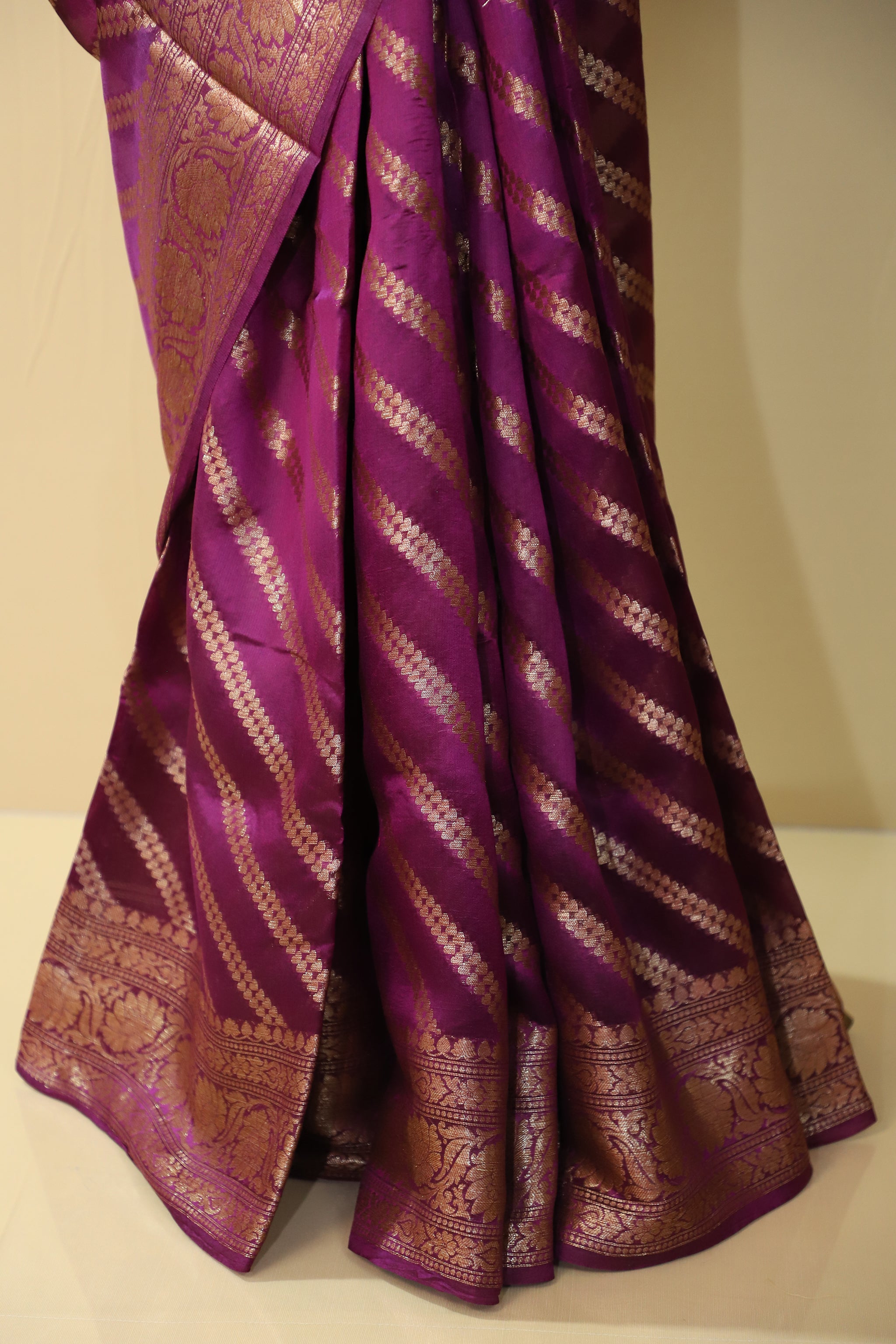 Purple Leheriya Pure Silk Saree