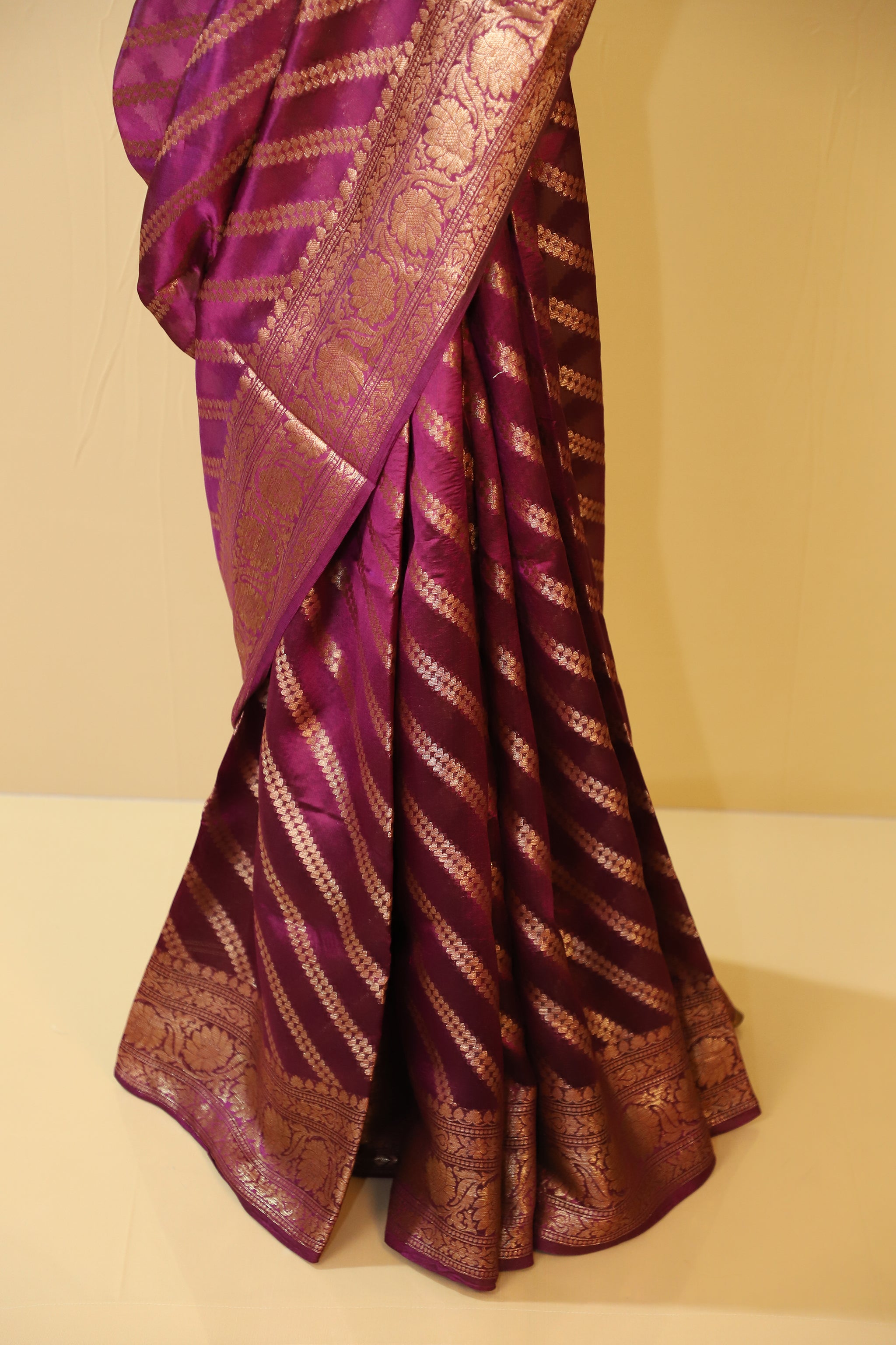 Purple Leheriya Pure Silk Saree