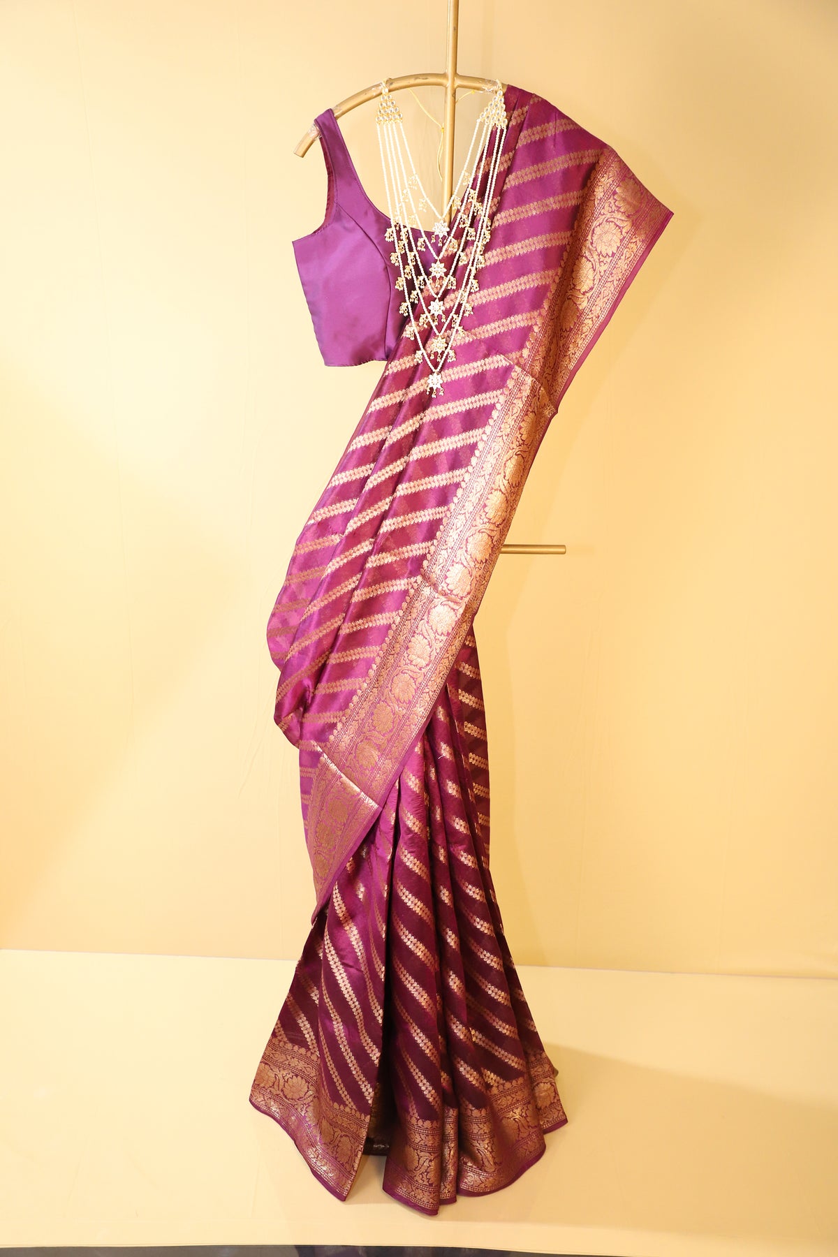 Purple Leheriya Pure Silk Saree